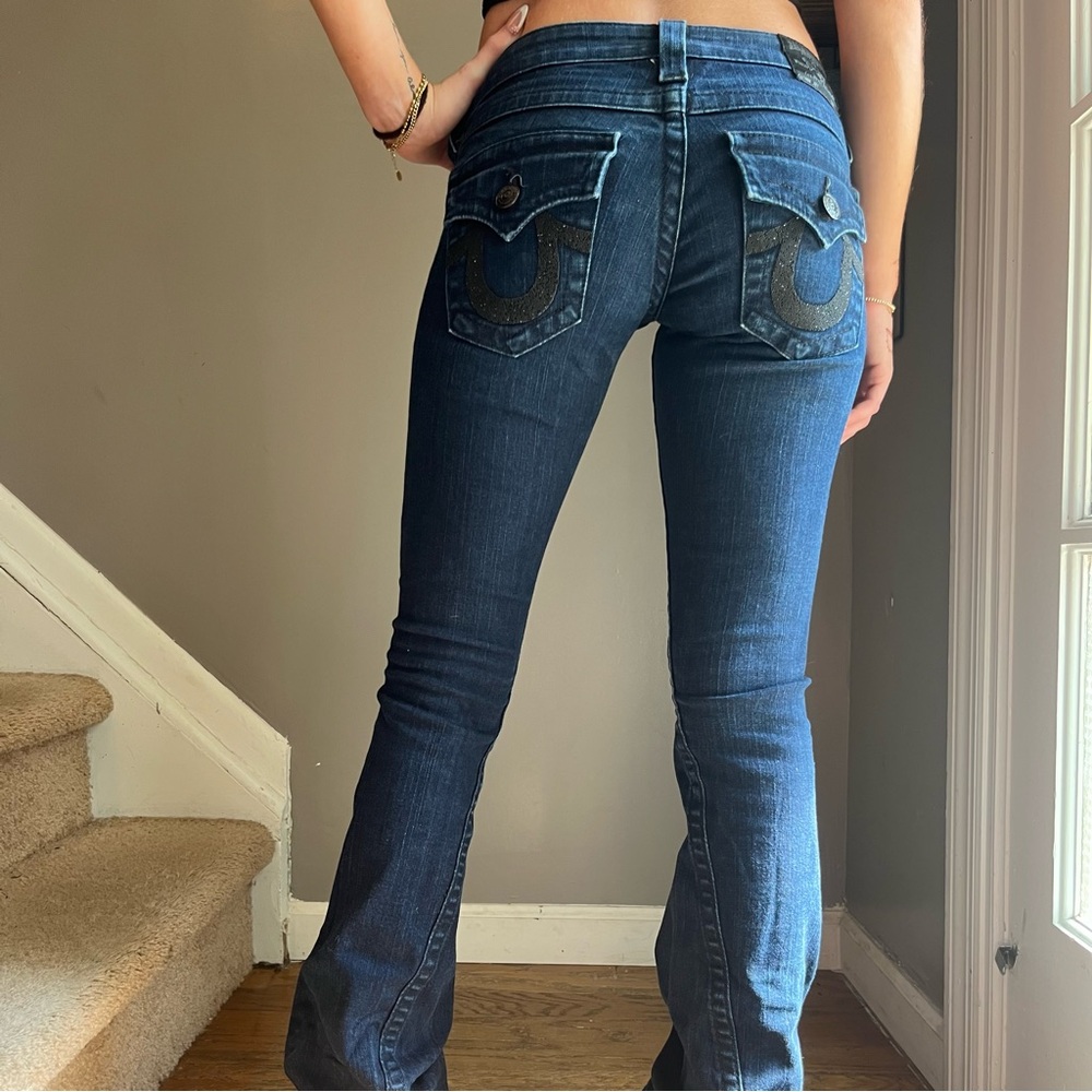 TRUE RELIGION Low Rise Sparkle Pocket Flare Jean